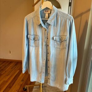 Light Wash Denim Button-Up Shirt -